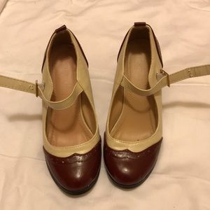 Burgundy & Cream character shoes.